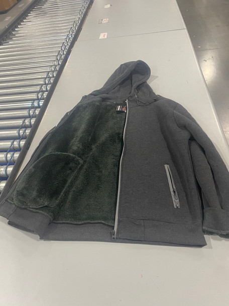 BLU ROCK NEW YORK SOFT & WARM SHERPA FLEECE LINING ZIP - SIZE: MEN S - CHARCOAL New