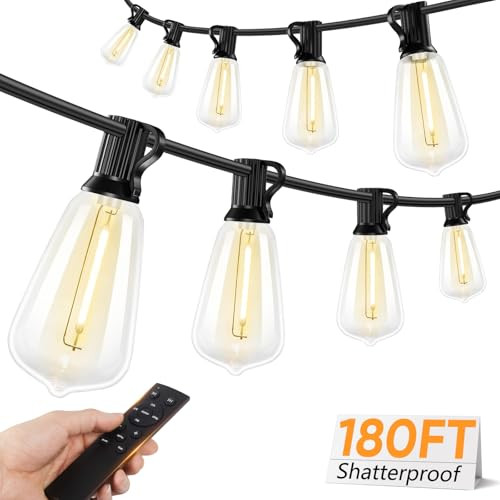 BRIGHTEVER 180FT LED OUTDOOR STRING LIGHTS, DIMMABLE, CMPC-O25XA - BLACK