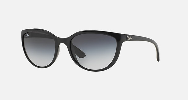 RAY-BAN SUNGLASSES - POLISHED BLACK FRAME, GRAY GRADIENT LENSES, 59-20-130 3N