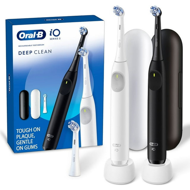 ORAL-B IO SERIES 2 ELECTRIC TOOTHBRUSH PURE WHITE NIGHT BLACK 2PK - BLACK/ WHITE