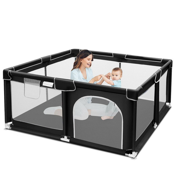 SUPOSEU BABY PLAYPEN LARGE PLAY YARDS 360° VISIBILITY - BLACK WHITE