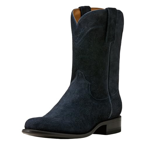 ARIAT YELLOWSTONE MIDNIGHT RANCHER WESTERN BOOT M10 WIDE OILED NAVY ROUGHOUT