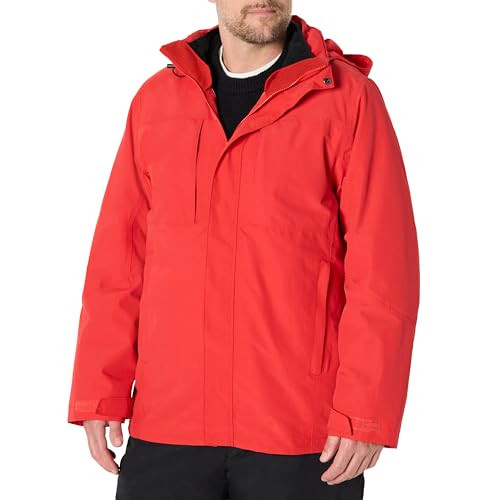 AEMN76460M25 AMAZON ESSENTIALS MENS 3 IN 1 JACKET BRIGHT POPPY RED SIZE L New