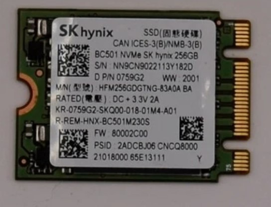 SK HYNIX 256GB M.2 NVME 2230 SSD - GREEN