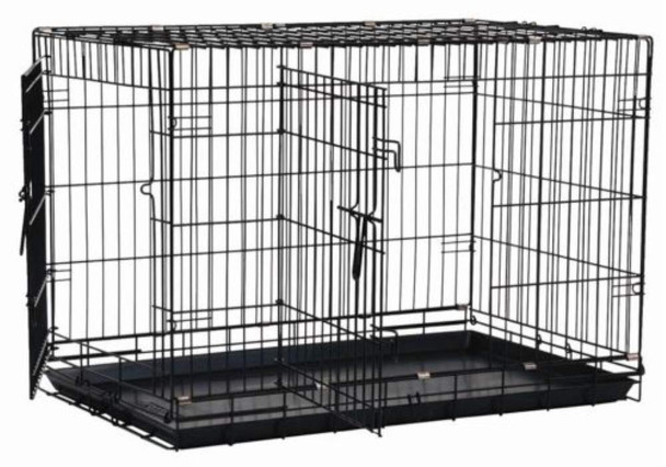 PRECISION PET PRODUCTS TWO DOOR GREAT CRATE WIRE DOG CRATE 42 INCH - BLACK