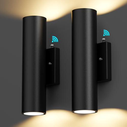 GOBRIGHT 2-PACK DUSK TO DAWN LED OUTDOOR LIGHTING MODERN WALL LIGHT - BLACK