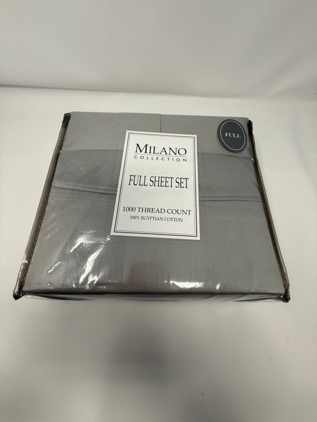 MILANO COLLECTION 1000 THREAD COUNT 4 PC SHEET SET. FULL SIZE - SILVER