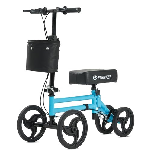 ELENKER KNEE SCOOTER ECONOMY KNEE WALKER DUAL BRAKING SYSTEM, EK-B00597B9 - BLUE
