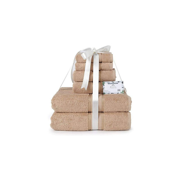 NOBLE HOUSE ULTRA SOFT COTTON EXTRA HEAVY SPA FEEL 6PC BATH TOWEL SET - TAUPE New