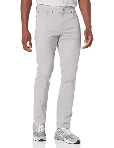 AMAZON ESSENTIALS MEN'S SLIM-FIT PANTS 5-POCKET STRETCH TWILL 28W X 28L - GREY New
