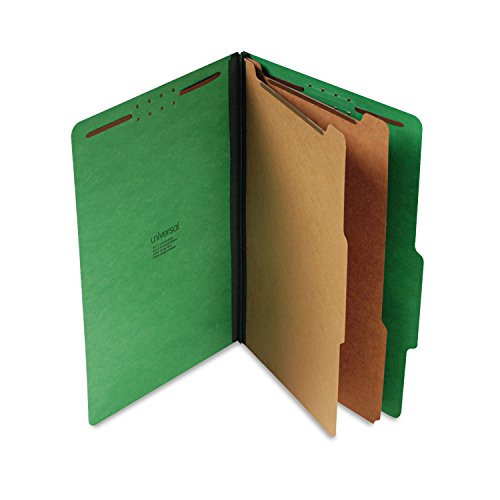 UNIVERSAL PRESSBOARD CLASSIFICATION FOLDERS, 10/BOX - GREEN New