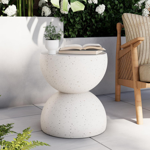 ROYAL WINDSOR SEMI-CIRCULAR MAGNESIUM OXIDE SIDE TABLE MODERN - WHITE