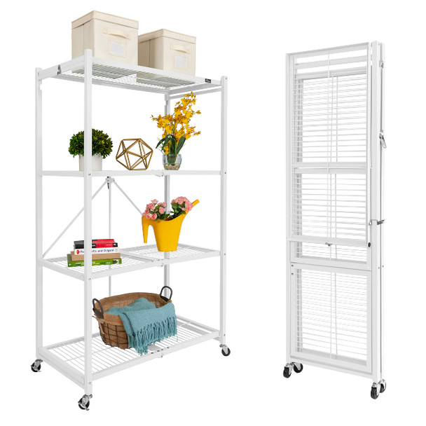 Origami R5 4-Shelf Heavy-Duty Folding Storage Rack, Origami R5 4-SHELF - WHITE