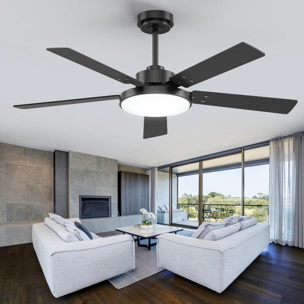 VACZON 52" Color Changing Ceiling Fan, 5 Blade, Remote - Black