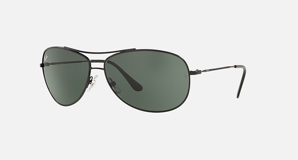 RAY-BAN METAL AVIATOR - MATTE BLACK FRAME, G-15 GREEN LENSES 63-13-125 3N