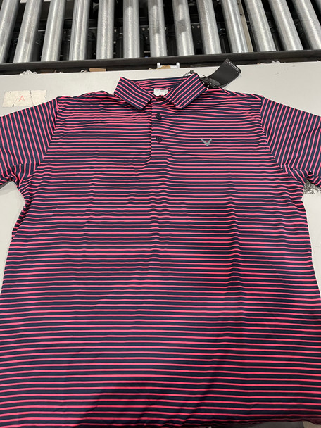 CALLAWAY MEN'S STRIPED PERF GOLF POLO SHIRT SHORT SLEEVE SIZE: MEN L - BLUE/RED New