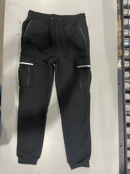 BLUE ICE MEN'S SLIM-FIT TECH FLEECE JOGGER PANTS - SIZE: SMALL - BLACK New