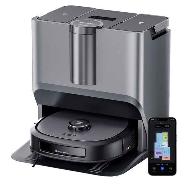 EUREKA J20 ROBOT VACUUM SELF EMPTYING, 8000PA SUCTION, AUTO MOP WASHING - GRAY