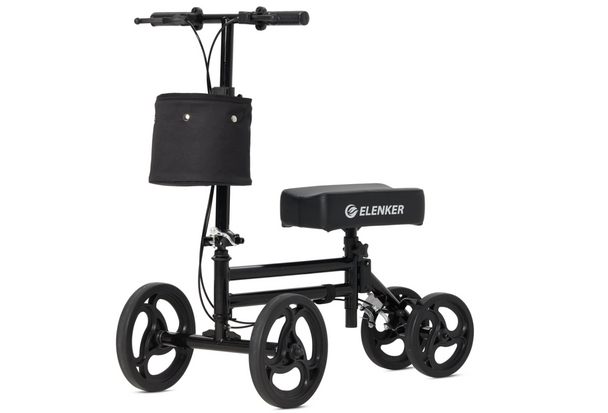 ELENKER ECONOMY KNEE WALKER 10" WHEELS WITH DUAL BRAKING SYSTEM - BLACK