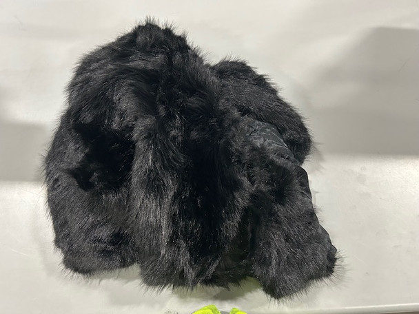 GENERIC WOMANS LARGE BLACK FAUX FUR COAT - SIZE: WOMEN L - BLACK