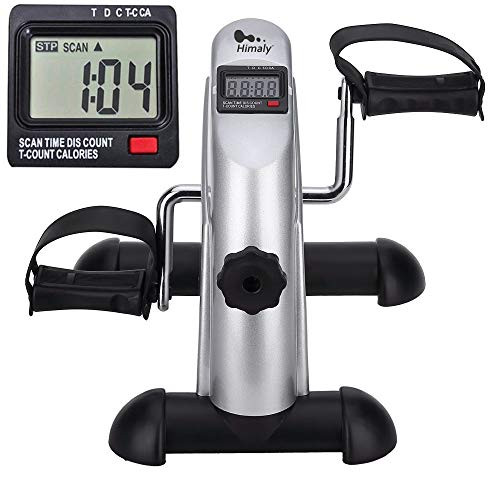 HIMALY MINI EXERCISE BIKE UNDER DESK BIKE PEDAL MACHINE - SILVER
