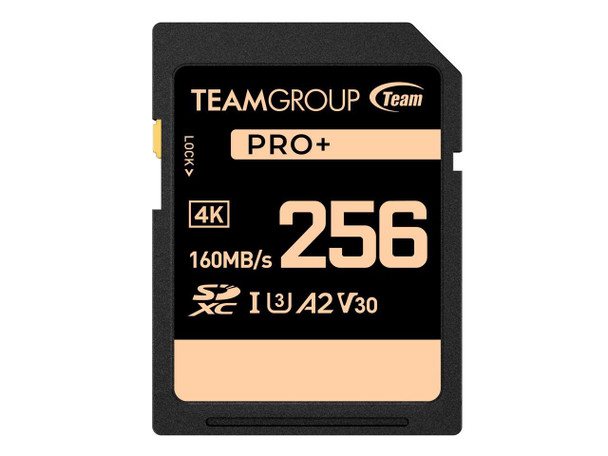 Team Group 256GB PRO+ SDXC U3 V30 A2 4K SD Card, Read/Write Speed Up to