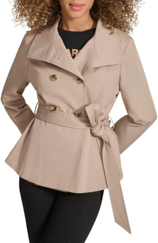 KARL LAGERFELD WOMENS SHORT PEPLUM TRENCH COAT - SIZE: WOMEN MEDIUM - KHAKI New