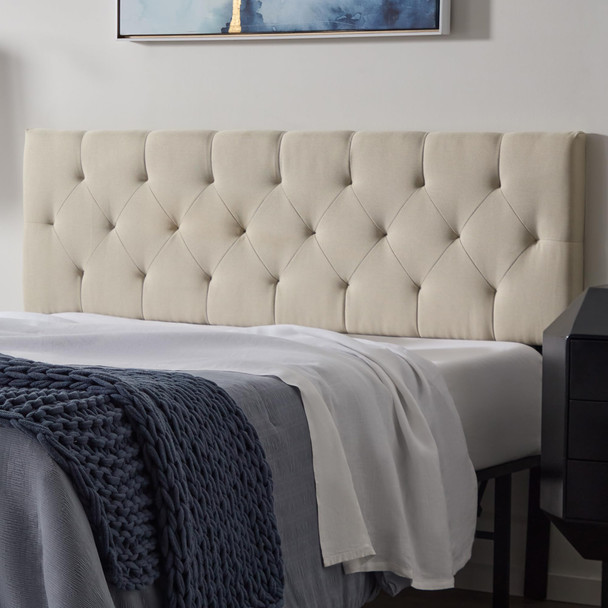 Lucid Mid-Rise Upholstered Headboard Lucy Q by LUCID Home - Queen - Pearl