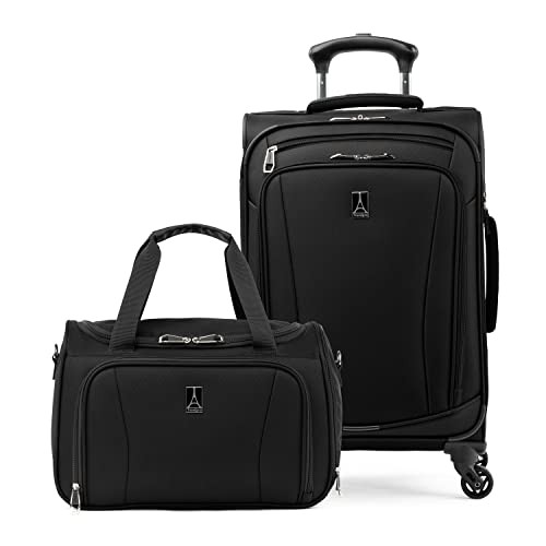 TRAVELPRO RUNWAY 2-PIECE LUGGAGE SET, CARRY ON LUGGAGE, SOFT TOTE BAG - BLACK New