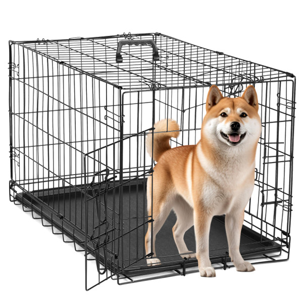 Simple Deluxe 30" Medium Dog Crate Divider, Double Door Folding Metal Wire Cage