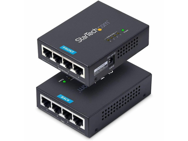 StarTech 4-Port Gigabit PoE+ Injector, Midspan Hub, 54V/30W - 802.3at/802.3af |