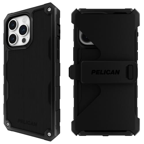 PELUCAN SHIELD BRUSHED ALUMINUM [21FT GRADE DROP] PHONE CASE - BLACK
