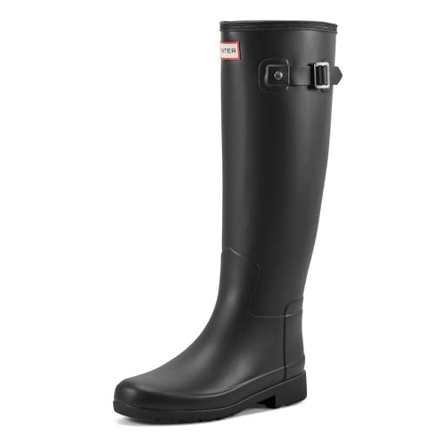 HUNTER REFINED TALL MATTE RAIN BOOTS WOMEN SIZE 7 BLACK WFT2200RMA - BLACK