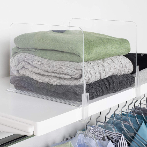 RICHARDS ACRYLIC CLOSET SHELF DIVIDER AND SEPARATOR 6 PACK - CLEAR