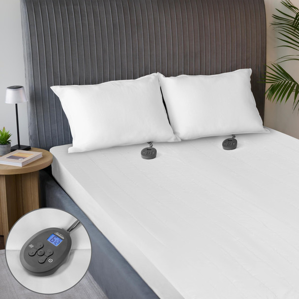 SUNBEAM QUILTED HEATED MATTRESS PAD KING 80" X 76" 12 HEAT SETTINGS - WHITE New