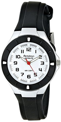ARMITRON SPORT WOMEN'S 25/6416 EASY TO READ DIAL RESIN STRAP WATCH - BLACK
