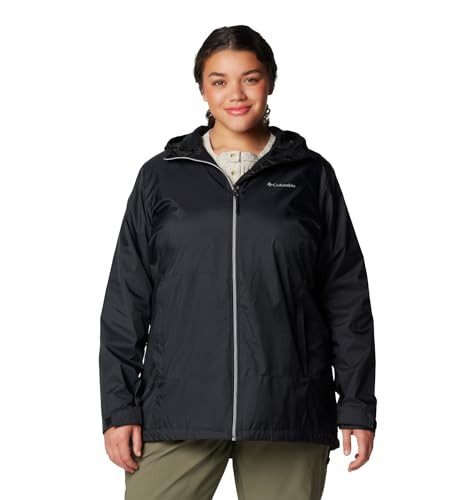 COLUMBIA WOMEN'S SWITCHBACK II LINED LONG JACKET - WOMEN M - BLACK New