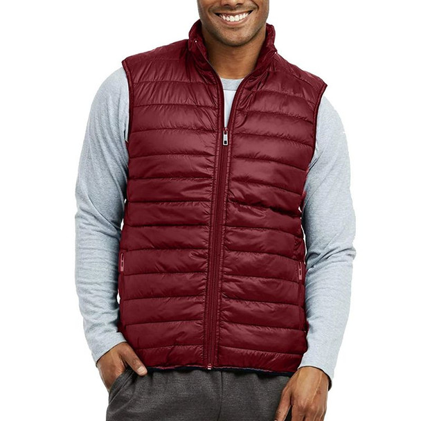 GALAXY BY HARVIC PLAYERTEES MEN'S PACKABLE MIDWEIGHT PUFFER VEST,SIZE: XL - WINE