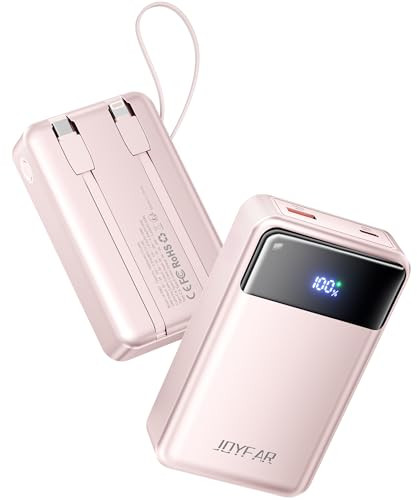 JOYFAR PORTABLE CHARGER POWER BANK 30000MAH 65W TRAVEL ESSENTIALS - PINK