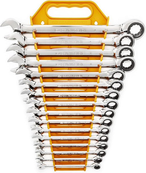 GEARWRENCH 16 PIECE RATCHETING COMBINATION WRENCH SET, METRIC, 9416 - SILVER New