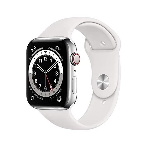 Apple Watch Series 6 GPS Cellular 44mm Stainless Steel White Band M07L3LL/A
