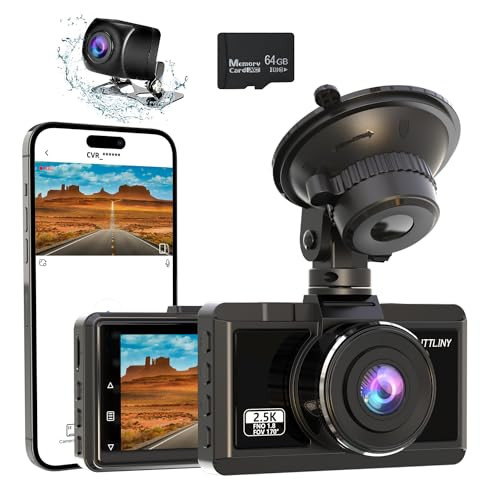 TTLITTLINY DASH FRONT AND REAR 2.5K+1080P FHD WIFI DUAL DASH CAMERA 3” - BLACK
