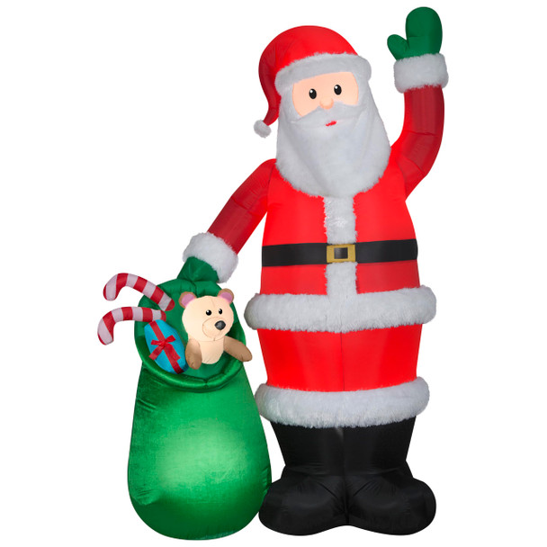 AIRBLOWN GEMMY CHRISTMAS INFLATABLE LUXE SANTA WITH TOY BAG 9 FT TALL - RED