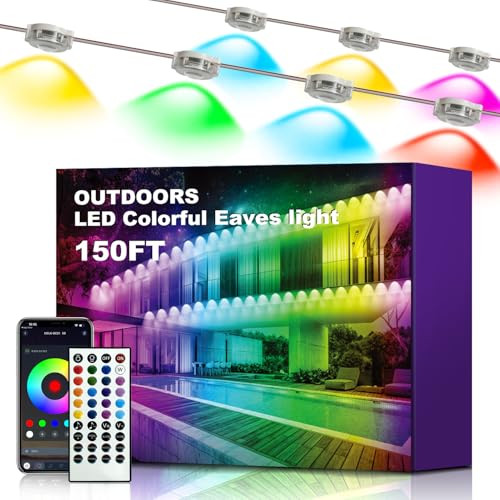 XINKAITE 150FT Permanent Outdoor Lights with 75 LEDs - Smart RGB+IC