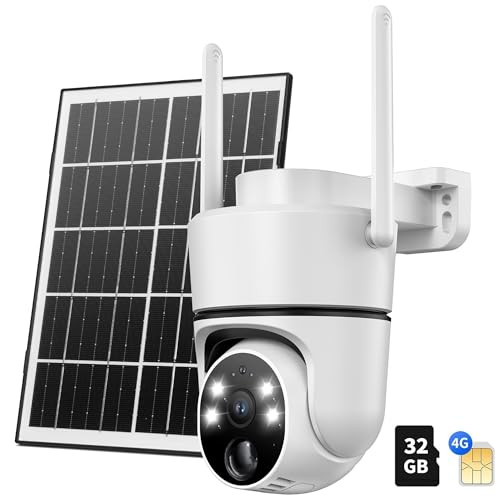 FANCYSEPT 4G LTE CELLULAR SOLAR SECURITY CAMERA WIRELESS OUTDOOR - WHITE