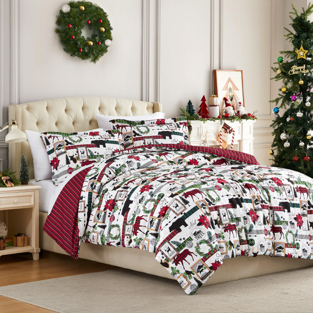Southshore Fine Living, Inc. Full/Queen Comforter Set 2 Pillow Cases - Red Plaid