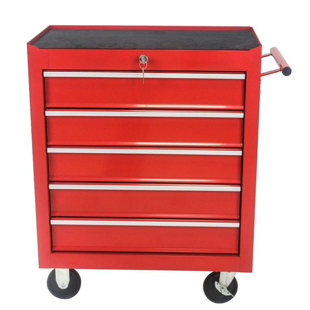 LAFENGYAN 5-DRAWER ROLLING TOOL CART WITH LOCKING BRAKES RED + STEEL CD-2205