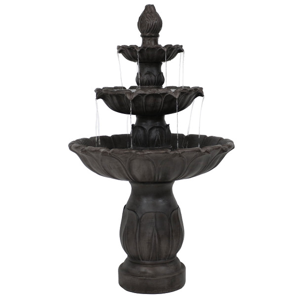 Sunnydaze Classic Tulip 46" Tiered Outdoor Water Fountain 3-Tiered Outdoor Brown