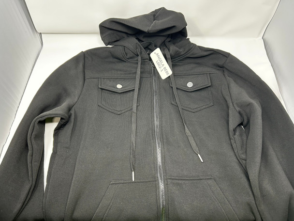ANGELA BEBE MEN'S HOODED SWEATSUIT LONG SLEEVE FULL-ZIP - SIZE: MEN XL - BLACK New