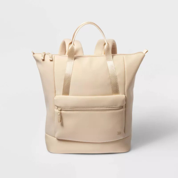 ALL IN MOTION FAUX NEOPRENE TOTE BACKPACK - CREAM New